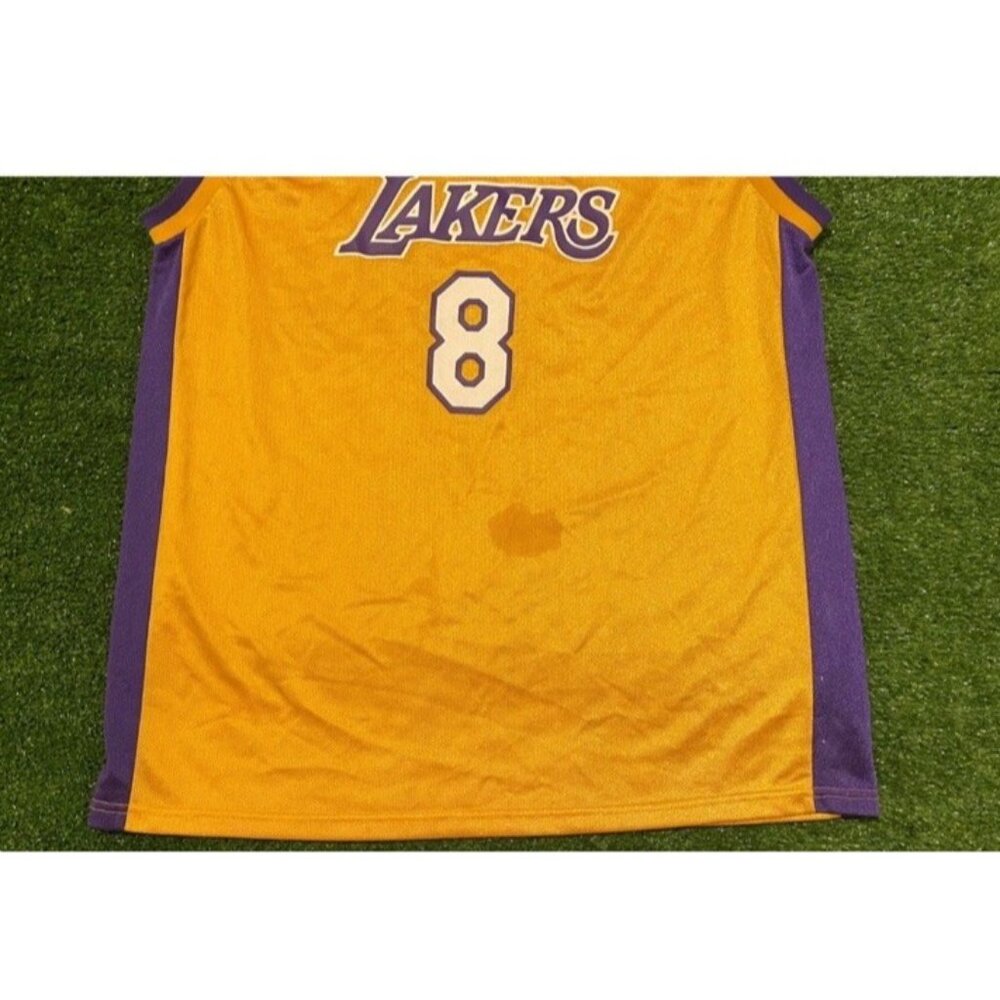 Vintage Los Angeles Lakers jersey youth XL yellow champion kobe bryant #8 1990s - Picture 4 of 8